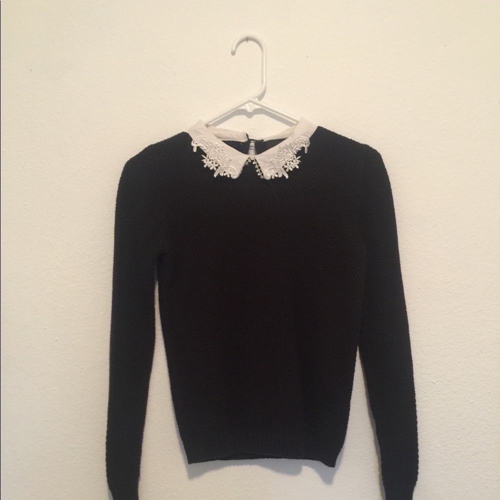 ASOS Black Sweater with White Lace Collar